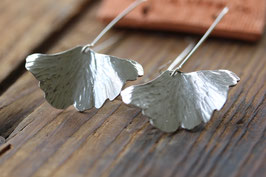 Silver Ginkgo Leaf Earrings