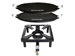 Hockerkocher-Set mit Gusseisengrillplatte Ø 38 cm