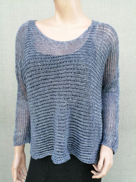 Handmade stone/indigo blend linen sweater