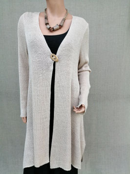 Long knitted beige linen cardigan