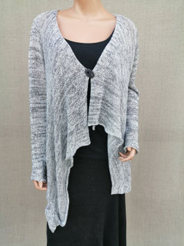 Handmade knitted salt & pepper linen cardigan
