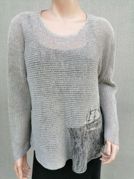 Artsy linen long-sleeve sweater