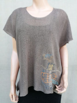 Handmade dusty grey linen top