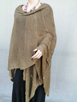 Handmade antique gold symmetrical linen poncho shawl