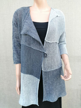 Grey patched short sleeve buttoned cardigan