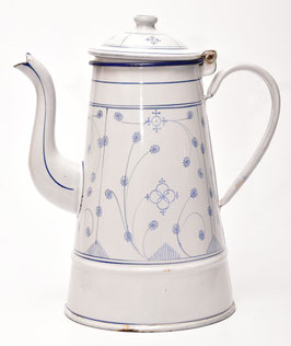 Grote emaille koffiepot Saks wit/blauw