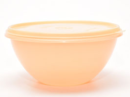 Tupperware schaal oranje met deksel (10 cm)
