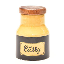 Kruidenpotje 'Curry' in oker/zwart