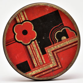 Art-deco blik rond rood/zwart/goud