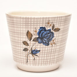 Bloempot met blauwe rozen van Frankton C.V. Tegelen - Made in Holland
