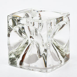 Vierkante blokkandelaar van Bohemia Glass - Made in Czechoslovakia
