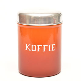 Emaille oranje voorraadbus 'Koffie'