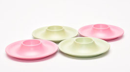 Set van 4 melamine/kunststof eieredopjes roze en groen