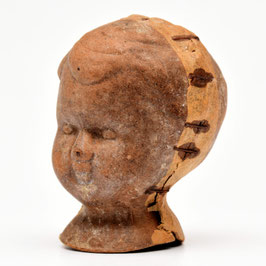 Brocante poppenhoofdje van papier-maché