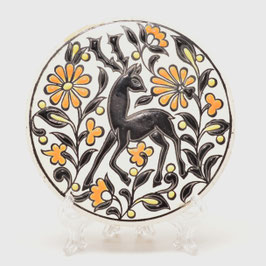 Decoratieve Griekse onderzetter oranje/zwart met hert