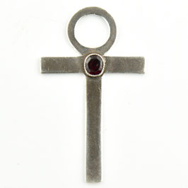 Hanger kruis met rode steen