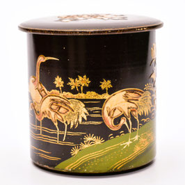 Rond blik bruin met kraanvogels #2