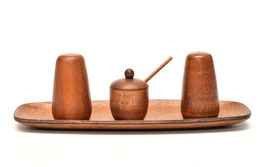 Scandinavische teak set mosterd, peper & zout
