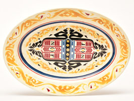 Ovale NOF schaal (Nederlandse Olie Fabrieken) door Richard Roland Holst voor Petrus Regout
