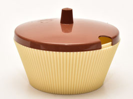 Vintage suikerpot rond van Turkstra creme/bruin