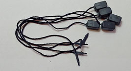 Marchamos Textiles 180mm Negro Dado/Flecha cordón fino 19