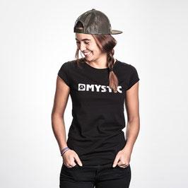 Mystic Brand Tee Women Caviar White Logo