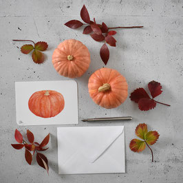 Postkarte roter Zentner Kürbis
