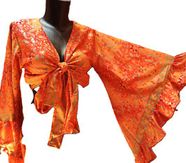 Blusa top seda mangas campana volante 2