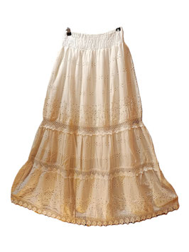 Falda blanca algodón, estilo ibicenco. Mod. 2