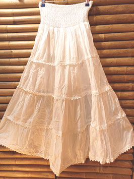 Falda blanca algodón, estilo ibicenco. Mod. 3