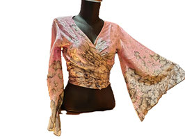 Blusa top seda manga japonesa