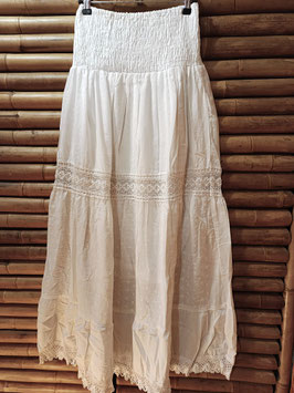 Falda blanca algodón, estilo ibicenco. Mod. 2
