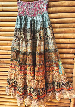 Falda patchwork seda