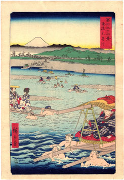 広重　富士三十六景　駿遠大井川