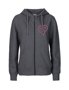 Taillierter «Liebe für Alle» Zip-Hoodie pink - "Direkt auf's Herz"