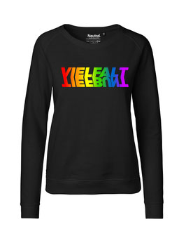 Taillierter «Vielfalt/Tiefbunt» Symbiose-Sweater Regenbogen - "Vorne Druff"