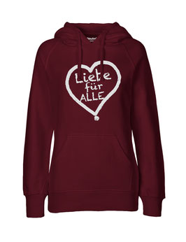 Taillierter «Liebe für Alle» Hoodie weiß - "Vorne Druff"