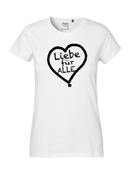 Tailliertes «Liebe für Alle» Shirt schwarz - "Vorne Druff"