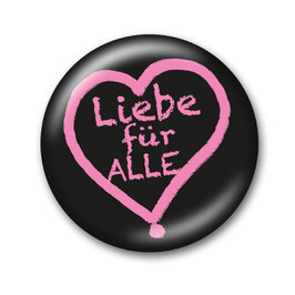 Liebe für Alle Button Schwarz/Pink