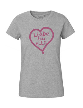 Tailliertes «Liebe für Alle» Shirt pink - "Vorne Druff"