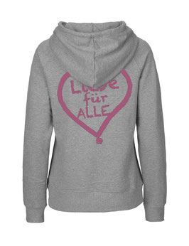 Taillierter «Liebe für Alle» Hoodie pink - "Doppelt Beherzt"