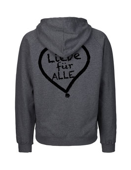 «Liebe für Alle» Zip-Hoodie schwarz - "Doppelt Beherzt"