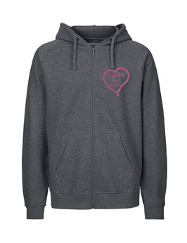 «Liebe für Alle» Zip-Hoodie pink-"Direkt auf's Herz"