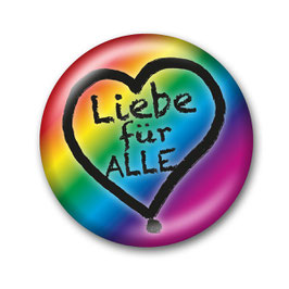 Liebe für Alle Button Regenbogen/Schwarz