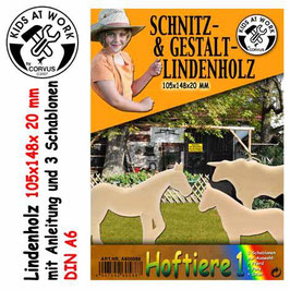 Schnitzholz 100 x 150 x 20 mm Hoftiere 1 Klein - Kids at Work