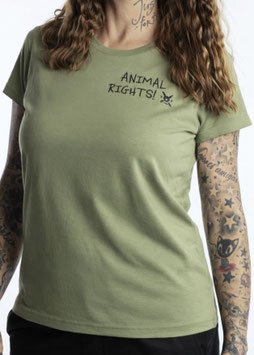 T-Shirt, ANIMAL RIGHTS, olive bestickt