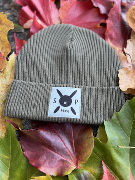 BEANIE, white PENG-Logo, olive