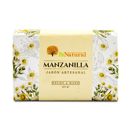 JABÓN NATURAL DE MANZANILLA, KARITÉ Y VITAMINA E - ENVASE X 100 G
