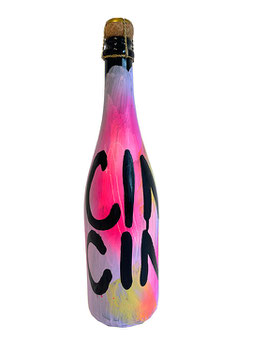 Rieslingsekt, Flasche handbemalt • CIN CIN pink