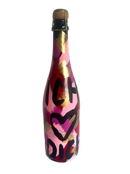 Rieslingsekt, Flasche handbemalt • ICH LIEBE DICH berry
